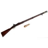 A .577” Model 1853 Enfield three band percussion rifle, the lock of which is marked Enfield 1858.