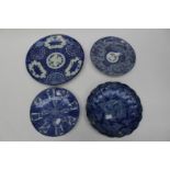 Four blue/white Japanese plates,