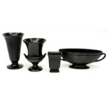 Four Wedgwood black vases
