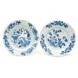 Two Chinese plates, late 18th/early 29th century, blue underglazetree, pool and blossom pattern,