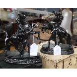 A Pair of Spelter, Classical design mantle garnitures,