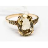 A citrine single stone 9ct gold dress ring, size U, gross weight 3.