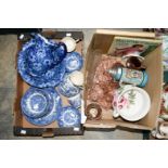 Portmeirian Chamber pot, jug and bowl, glass dressing table set,