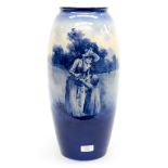 A large Royal Doulton blue and white vase, 45 cm/18 inches approx,