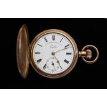 An Edwardian gold plate Hunter pocket watch