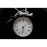 A silver cased Waltham pocket watch and key, with Birmingham 1900 hallmark,