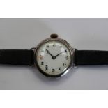 An early vintage silver wristwatch circa 1920s