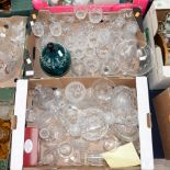 Two boxes of 19th Century and twentieth Century cut glass etc including suite an early 19th or
