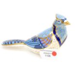 A Royal Crown Derby paperweight 'Blue Jay' with gold stopper,