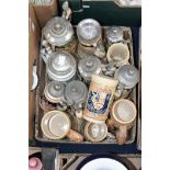 ***VENDOR COLLECTED 19/4/17 MC***German tankards, stoneware,