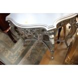 A French style silver painted side table,
