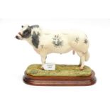A Border Fine Arts figure 'Belgian Blue Bull', complete with wooden stand,