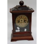A pine case Wuttenbug Chiming wall clock, with two keys gilded metal dial,