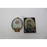 Two miniature portraits of young bride and artist