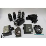 Ten various movie cameras including Pathescope,