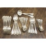 A collection of silver flatware weighing approx 66.