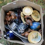 A box of metalware,