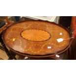 Sheraton style mahogany inlay tray with brass handles (1)