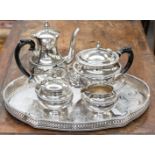 An Arthur Price four piece revival tea service with a gallery tray (5)