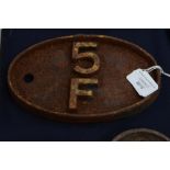 Locomotive Shed Plate 5F for Uttoxeter.