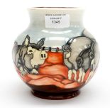 A Moorcroft bulbous vase 'Berkshire Pigs' pattern,