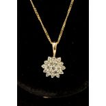 A 9ct gold diamond set pendant necklace, total weight 1.