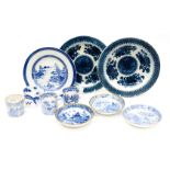 A group of mostly Staffordshire printed blue and white china and Earthenware (10)