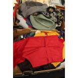 Two boxes of vintage clothes, blouses, shorts, knitwear etc inc.