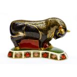 A boxed Royal Crown Derby Bull paperweight,