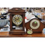 Three 20th Century mantle and alarm clocks,