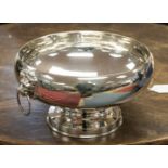 A large silver fruit bowl, Lion head base to ring handles, marks part rubbed, Birmingham 1960, 25.
