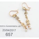 A circa 1900 pair of 9ct gold and seed pearl drop earrings (2) Condition Report: XXXXXXXXXXXXXXXX