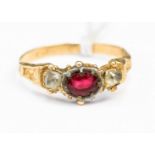 An early 19th century ring, high carat gold, engraving to outer edge of ring,