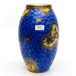 A Carlton ware baluster vase with raised blue ground - as reptile skin effect circa 1920s,