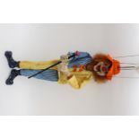 A Chez puppet circa 1950s, paper mache and wood, jointed limbs,