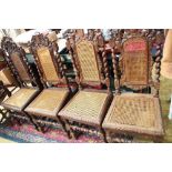 French Hunting style dining chairs with barley twist uprights,