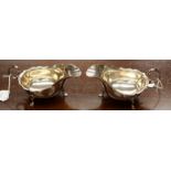 A pair of silver sauce boats, hallmarks Birmingham 1934,