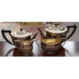 3 piece silver Sheffield tea set, 1895 and a silver teapot Birmingham 1898.