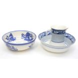 A 'Bisto' Edwardian / 1920s jug and wash bowl (blue and white) together with another washbowl (3)