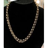 A 9ct gold belcher link long keep chain, with ring fastener, approx 16.