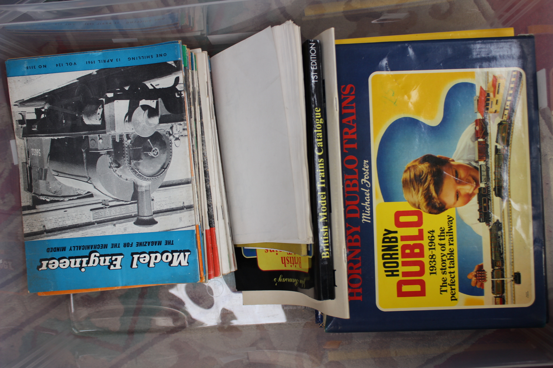 A box containing books and magazines relating to model railway: three books from the Hornby - Image 2 of 2