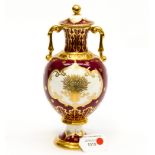 A boxed Royal Crown Derby limited edition two handled urn and cover, made for Sinclairs, No.