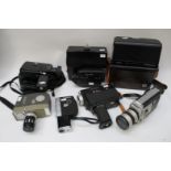 Seven various movie cameras in GAF Super 8 Canon,