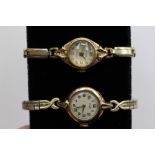 A 14ct gold ladies Titus wristwatch and another 9ct gold Tissot watch (2)