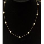 A 9ct gold cultured pearl set necklace