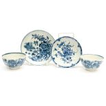 Worcester porcelain tea bowl and saucer, fence pattern,