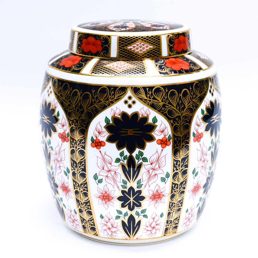 A Royal Crown Derby large ginger jar pattern 1128 boxed