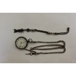 An Edwardian silver ladies pocket watch, having a white enamelled dial and black Roman numerals,