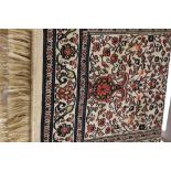 A Kadifeteks Turkish prayer mat, beige, gold and rust red, artificial silk approx 68.