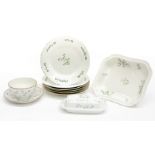 A collection of ceramics comprising six early 19th century Derby plates, hand painted,